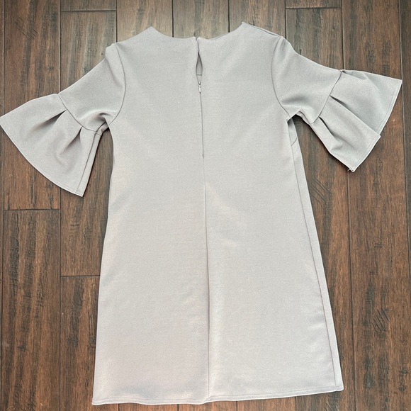 Flare Sleeves Shift Dress, Gray, Small - Picture 2 of 9